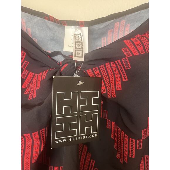 HAWAII’S FINEST HI Women’s Plus Sz 2X Red Black Geometric Design Wide Leg Pants - Picture 3 of 7